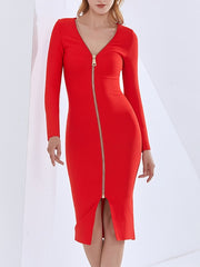 Load image into Gallery viewer, Long-Sleeve Long Zipper Dress
