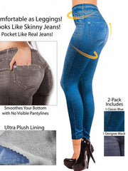 Load image into Gallery viewer, Slim Faux Denim Jeans Leggings W/ Pockets
