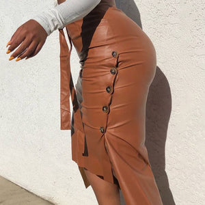 Asymmetrical Faux Leather Skirt