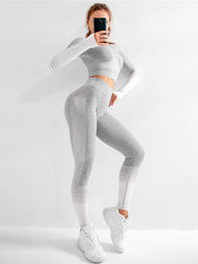 Load image into Gallery viewer, Long Sleeve Top &amp; Legging Fitness Outfit
