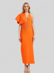 Load image into Gallery viewer, Asymmetric Sleeve Side Slit Dress
