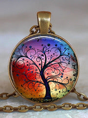 Load image into Gallery viewer, Tree Of Life Glass Cabochon Statement Necklace