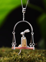 Load image into Gallery viewer, 925 Sterling Silver Natural Sea Shell Handmade Miss Rabbit Pendant 
