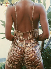 Load image into Gallery viewer, Chain Crop Top &amp; Bottom
