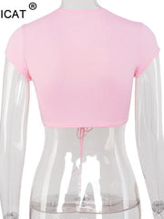 Load image into Gallery viewer, Front Drawstring Crop-Top
