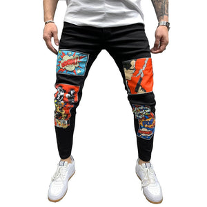 Patchwork Comic Print Jeans