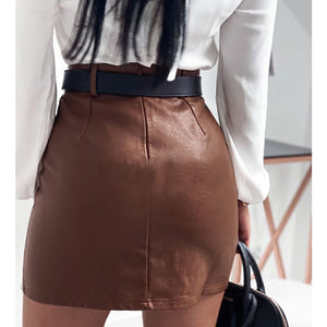 Rivets Faux Leather Skirt