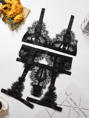 Load image into Gallery viewer, 3 Piece Lace Hollow Lingerie Sets
