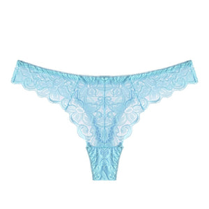 Floral Lace Ruffle Thong