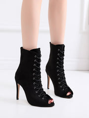 Load image into Gallery viewer, Peep-Toe Lace Up Heels
