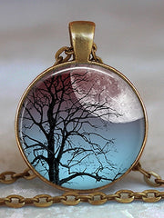 Load image into Gallery viewer, Tree Of Life Glass Cabochon Statement Necklace