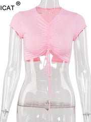 Load image into Gallery viewer, Front Drawstring Crop-Top
