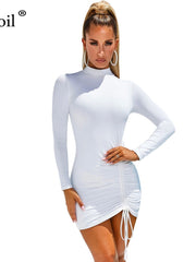 Load image into Gallery viewer, Ruched Bodycon Mini Dress Women 
