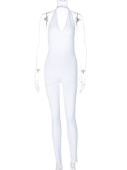 Load image into Gallery viewer, Simenual Solid Bodycon Halter Women Long Jumpsuits Skinny Backless Sleeveless Workout Overalls Sportswear Fashion Basic Jumpsuit
