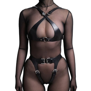 Faux Leather Lingerie Harness