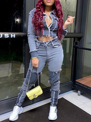 Load image into Gallery viewer, Frayed Denim Jeans
