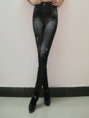 Load image into Gallery viewer, Slim Faux Denim Jeans Leggings W/ Pockets
