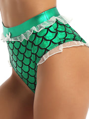 Load image into Gallery viewer,  High Waist Mermaid Ruffles Trim Booty Shorts 
