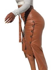 Load image into Gallery viewer, Asymmetrical Faux Leather Skirt
