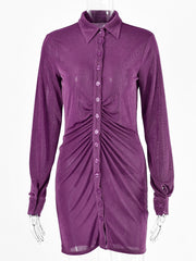 Load image into Gallery viewer, Long Sleeve Button Down Mini Dresses
