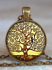 Load image into Gallery viewer, Tree Of Life Glass Cabochon Statement Necklace