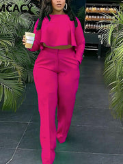 Load image into Gallery viewer, Long Sleeve Crop Top &amp; Pants
