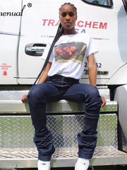 Load image into Gallery viewer, High Wait Stacked Denim Pants
