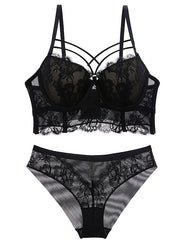 Load image into Gallery viewer, Floral Lace Bra &amp; Sheer Lace Panties Set
