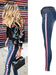 Load image into Gallery viewer, Side Stripes Denim Jeans
