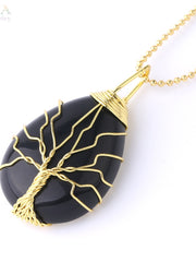 Load image into Gallery viewer, Tree of Life Natural Stone Pendant Necklace
