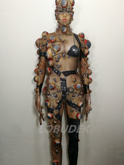 Load image into Gallery viewer, Halloween Men Women Horror Costume Big Eye Novelty Printing Skinny Jumpsuit Stretch Rompers Nightclub Party Scary Costumes
