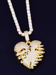 Load image into Gallery viewer, Broken Skeleton Heart Pendant Necklace
