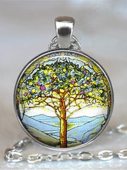 Load image into Gallery viewer, Tree Of Life Glass Cabochon Statement Necklace
