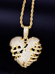 Load image into Gallery viewer, Broken Skeleton Heart Pendant Necklace
