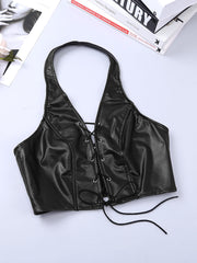 Load image into Gallery viewer, Faux Leather Lace Up Lingerie Set
