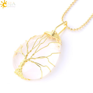 Tree of Life Natural Stone Pendant Necklace