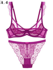 Load image into Gallery viewer, Sheer Lace Bra &amp; Panties  Set
