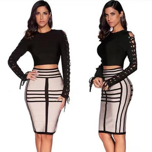 Lace-Up Sleeve Top & Skirt