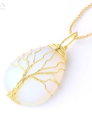 Load image into Gallery viewer, Tree of Life Natural Stone Pendant Necklace
