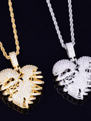 Load image into Gallery viewer, Broken Skeleton Heart Pendant Necklace

