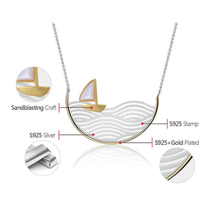 925 Sterling Silver Handmade Sailboat Necklace 