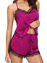Load image into Gallery viewer, Lace Trim Cami Top &amp; Bottoms
