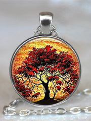 Load image into Gallery viewer, Tree Of Life Glass Cabochon Statement Necklace
