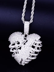 Load image into Gallery viewer, Broken Skeleton Heart Pendant Necklace
