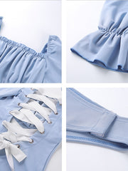 Load image into Gallery viewer, Long Sleeve Laced-up Back One-piece Bodysuit.
