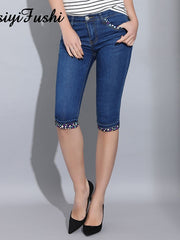 Load image into Gallery viewer, Knee Length Jeans Shorts
