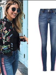 Load image into Gallery viewer, Side Stripes Denim Jeans

