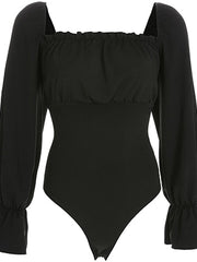Load image into Gallery viewer, Long Sleeve Laced-up Back One-piece Bodysuit.
