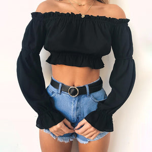 Crop Top Off Shoulder Top