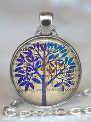 Load image into Gallery viewer, Tree Of Life Glass Cabochon Statement Necklace